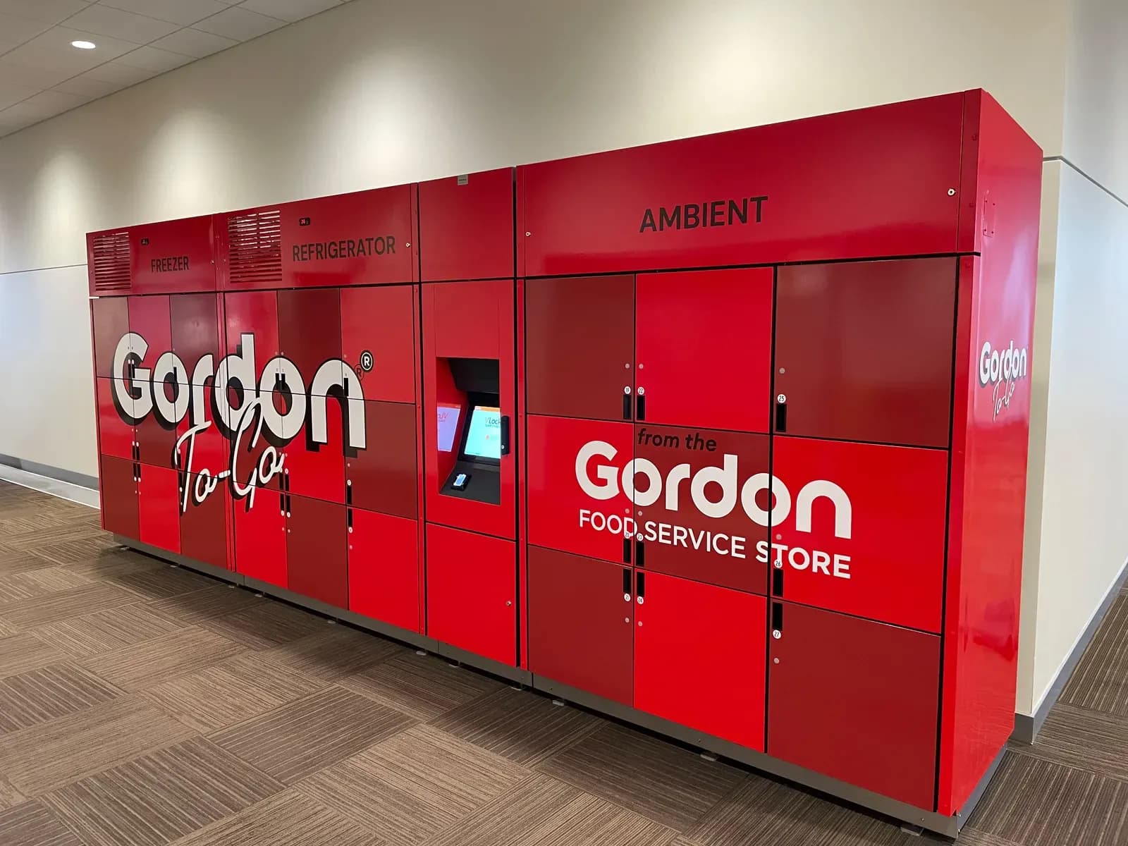 Gordon Food Service smart lockers with the pickup terminal