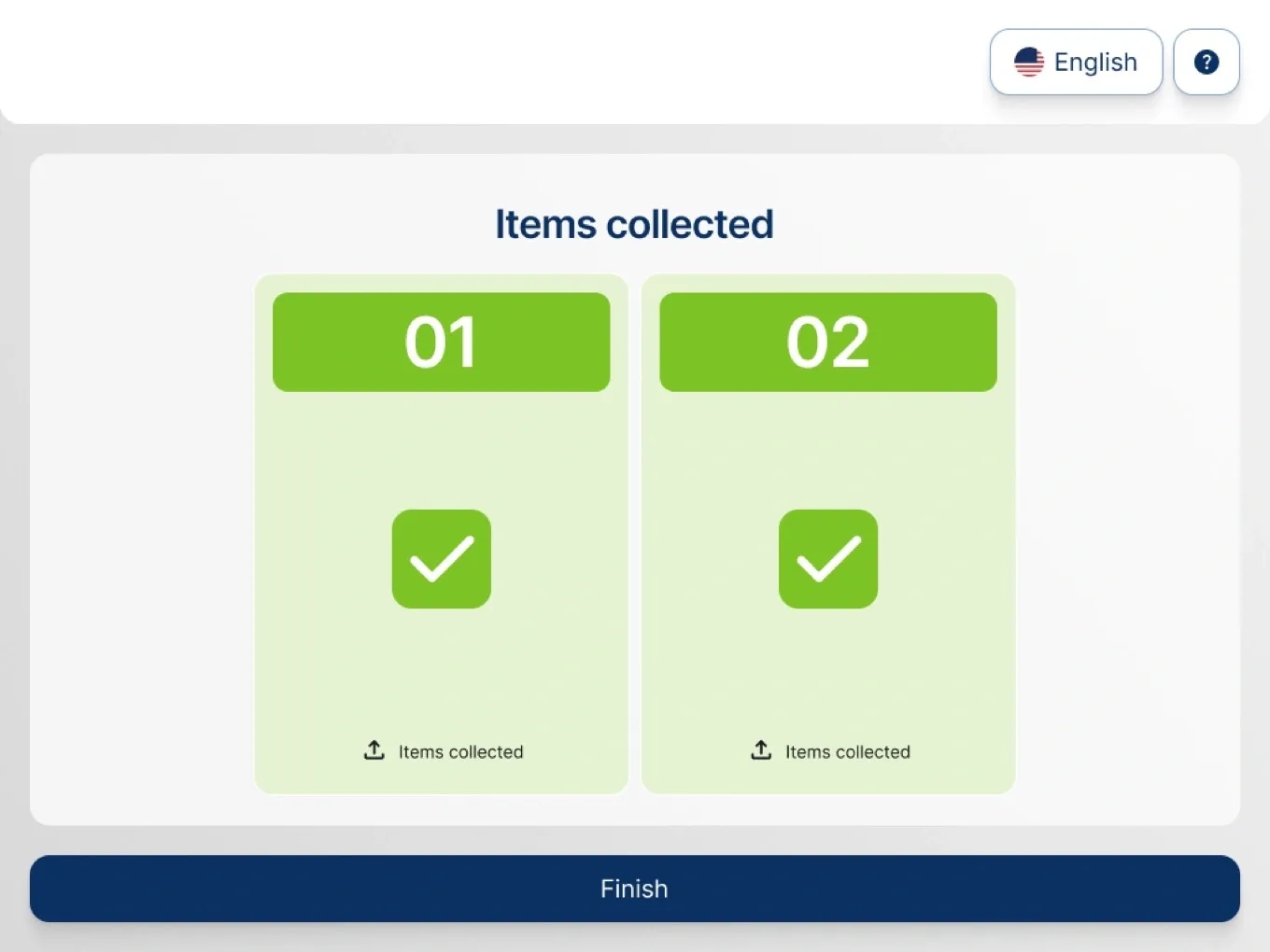 Collection complete. A simple confirmation reassures users that everything has been collected, clearly and confidently.