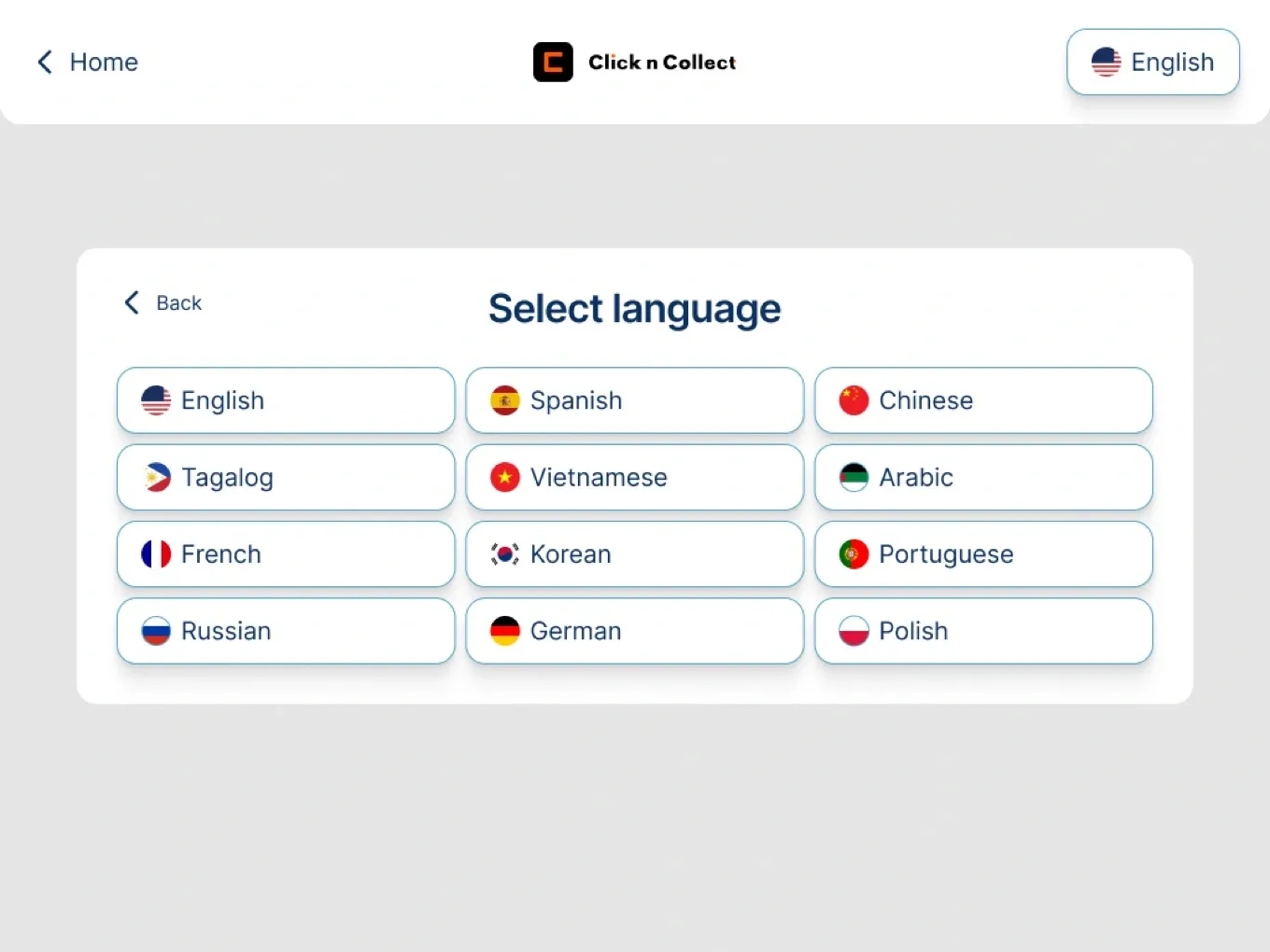 Built for every community. Prominent, one-tap language switching so the experience adapts instantly to each user—making access truly inclusive.